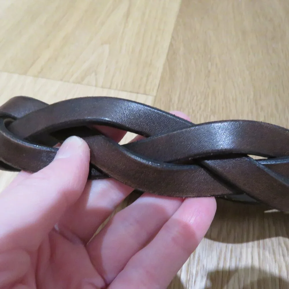 PHANTASMAGORIA LEATHER Dylan Braided Leather Belt in Dark Brown Western Size 38